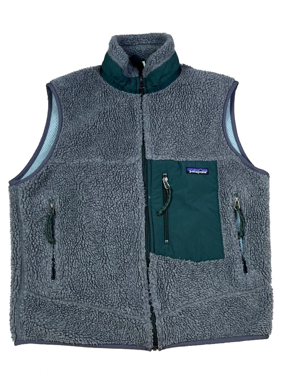 Vintage 90's Patagonia Classic Retro-X Fleece Pile Vest Grey Green